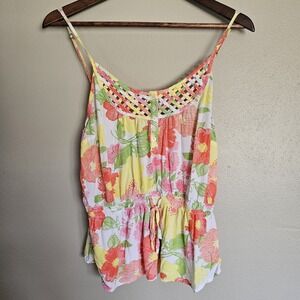 Aeropostale Floral Cami Top Womens L Sleeveless Casual Summer Blouse Vacation